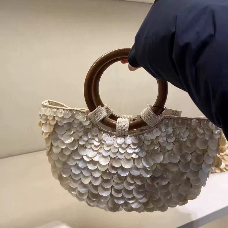 2025 春夏の新スタイルハイエンド手作り天然シェルバッグ妖精ハンドヘルドレディースバッグニッチバッグ個性トレンド|undefined