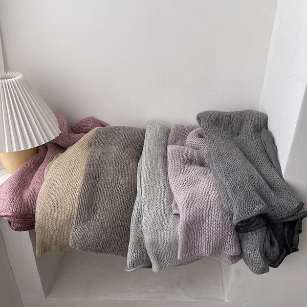 Original Korean Export~High-Quality Autumn and Winter Simple and Stylish Patchwork Long Shawl with Dyed Edges Silk Scarf