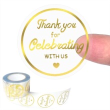 500pc透明烫金感谢贴纸节日装饰礼品系列不干胶贴纸标签
