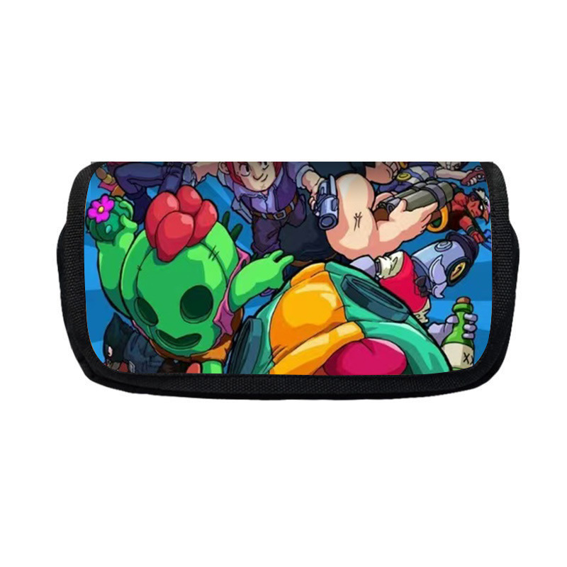 Nuevo salvaje bolsas de lápiz de estudiantes de gran capacidad caja de papelería personaje creativo de niños caja de lápiz doble lote transfronterizo