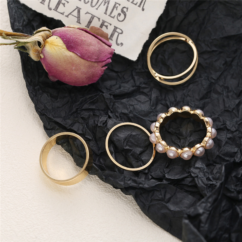 Fashion Geometric Alloy Plating Artificial Pearls Rings