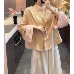 新中式气质国风缎面提花短外套女装2025秋冬新款温婉高级漂亮上衣