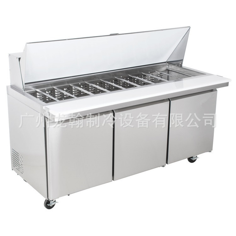 北美款沙拉台不锈钢冷藏柜水果捞操作台冷藏工作台三明治冷藏柜
