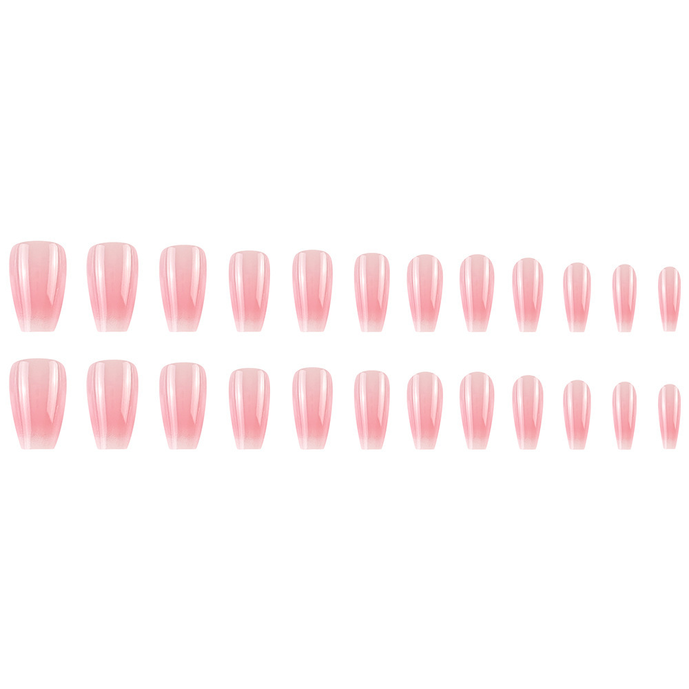 Chica caliente, gradiente rosa y blanca, hermosa pieza de uñas, temperamento de escalera corta, parche de uñas blancas terminado, armadura portátil de venta caliente transfronteriza image 6