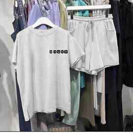 2022夏装大码宽松显瘦时尚洋气休闲套装女ins潮短袖短裤两件套