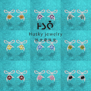 Bow Earrings High-grade 925 Sterling Silver Light Luxury Colorful Diamond Earrings Ins Style Inlaid Moissanite Silver Jewelry