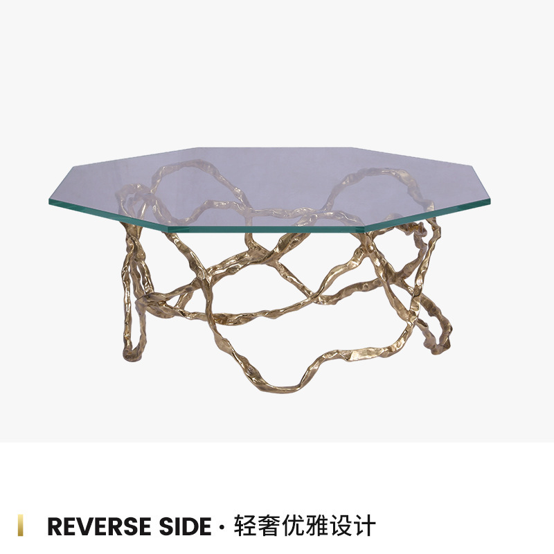 轻奢客厅茶几意式轻奢全铜茶几纯铜创意艺术摆件现代高级感茶几|undefined