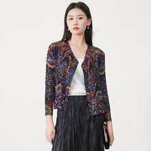大牌专柜品质外套女秋高级感印花宽松气质优雅设计感百搭三宅开衫