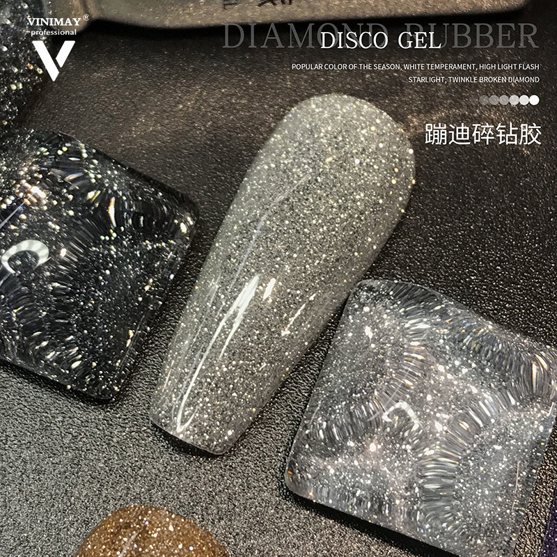 2021 disco de goma red pegamento de flash reflectante rojo 9 colores nuevo brillante disco polvo pegamento uñas roto pegamento de diamante pegamento luminoso