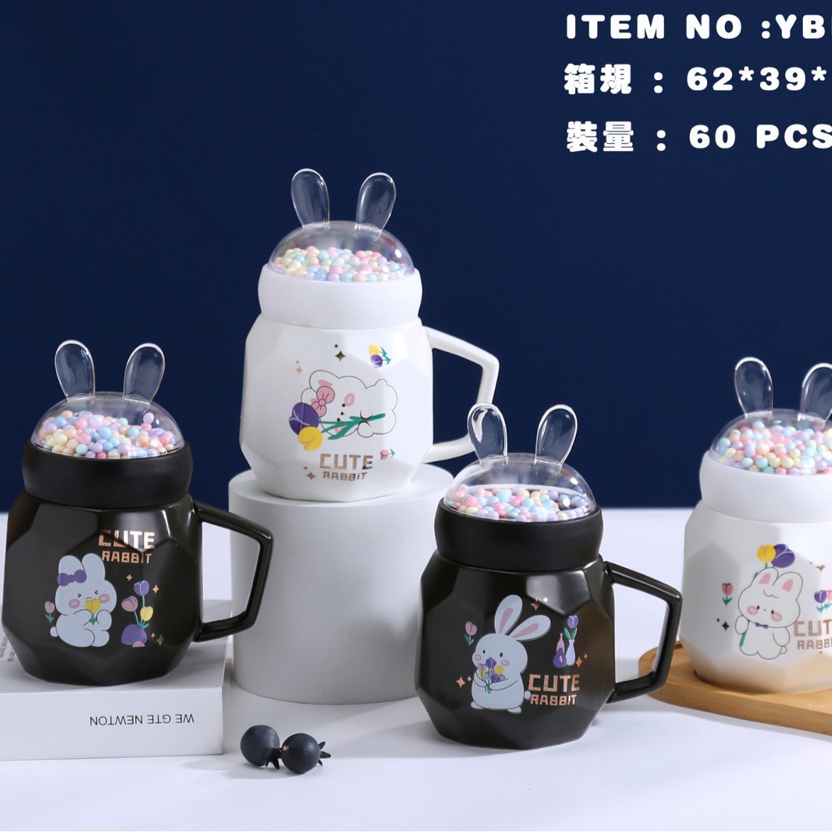 Yiwu esmalte espejo taza de visualización taza de cerámica con tapa nórdico espejo de dibujos animados taza conjunto festival regalo comercio exterior