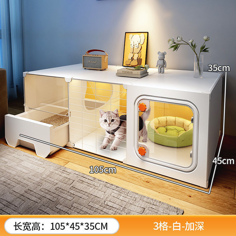 場所をとらない猫ケージ、家庭用屋内小型猫ヴィラ、1ベッドルーム、1リビングルーム、1バスルーム、猫の巣、猫トイレが一体化|undefined