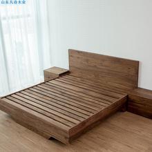 北美黑胡桃木全实木床1.8米双人床简约现代橡木高箱气压储物1.5床