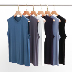 男性のモーダルの薄いベストの夏の袖なしのtシャツの上着の大きいサイズのゆったりしている底のシャツのレジャーのスポーツの肩