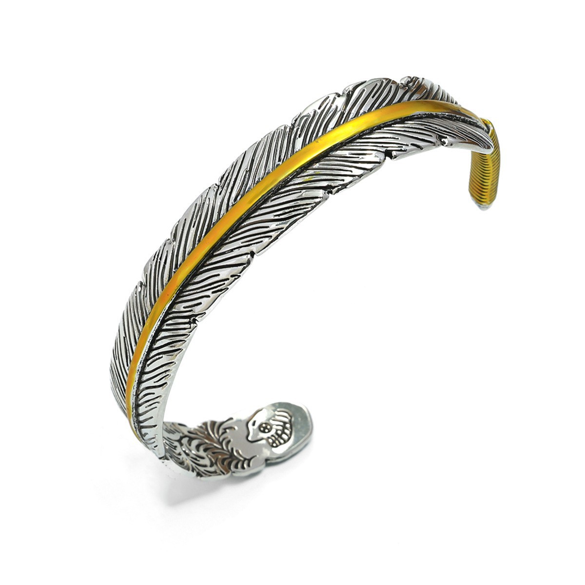 Transfronterizos nuevos hombres retro diseño creativo personalizado pluma pulsera apertura ajustable tamaño fábrica ventas directas image 10