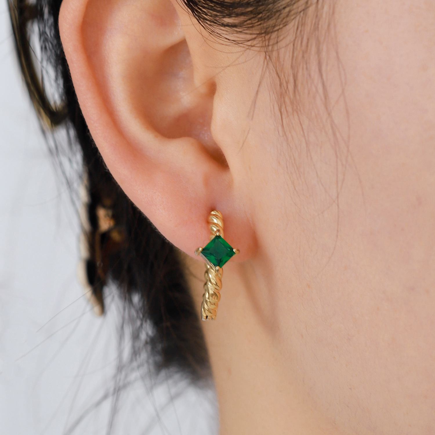 Fashion Stainless Steel Geometric Pattern Earrings Daily Electroplating Zircon Stainless Steel Earri