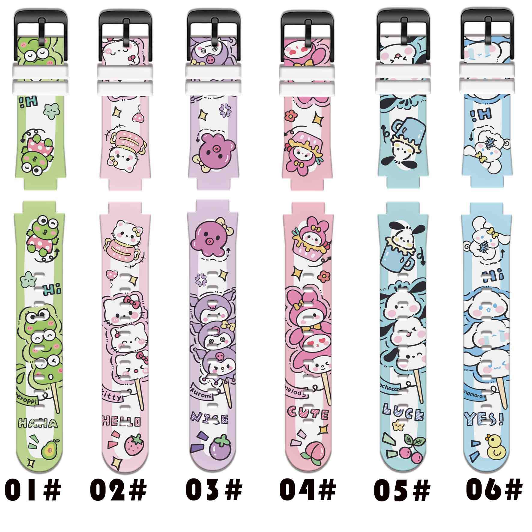 Suitable for little genius phone watch strap small fresh color matching sanliou printed cartoon watch with multiple models Universal