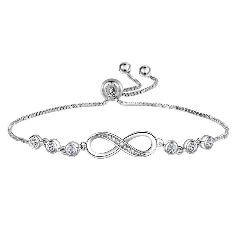 Cross-Border Douyin Live Supply S925 Silver Plated 8-Character Unlimited Love Women's Bracelet Live Broadcast Popular Supply 4.5g Cross-Border Douyin Live Supply S925 Silver Plated 8-Character Unlimited Love Women's Bracelet Live Broadcast Popular Supply 4.5g