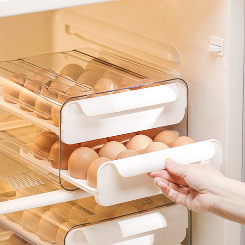 Refrigerator egg storage box drawer-type transparent food-grade egg box household double-layer egg tray kitchen crisper