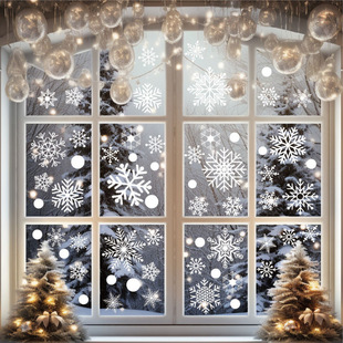 Cross-Border Snowflake Window Stickers Christmas Decorations Winter Door Window Background Decoration White Snowflake Glass Stickers