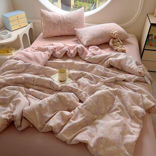Popular Super Soft Type a Double-Layer Yarn Summer Quilt Machine Washable Summer Kidsren's Thin Quilt Summer Air-Conditioned Quilt Dormitory Summer Quilt