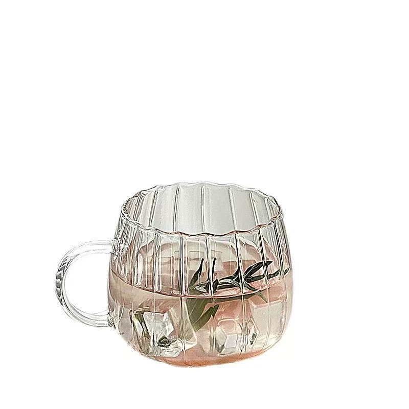 花びら縦縞ガラスカップ 耐熱性 高品質 コーヒーカップ ミルクカップ|undefined