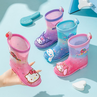 Sanrio Children's Rain Boots Cute Cartoon Medium and Low Barrel Girls Kindergarten Children's Merleti Children's Crystal Rain Boots