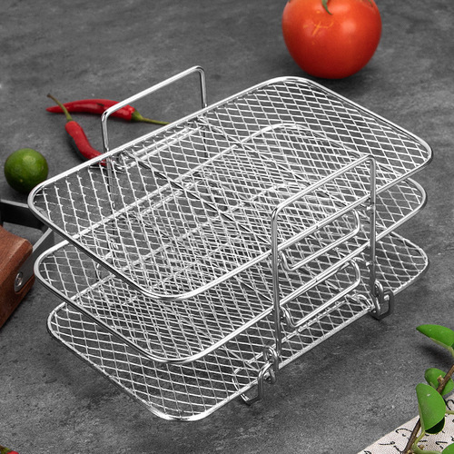 304 stainless steel BBQ grill air fryer accessories cooling rack three-layer square