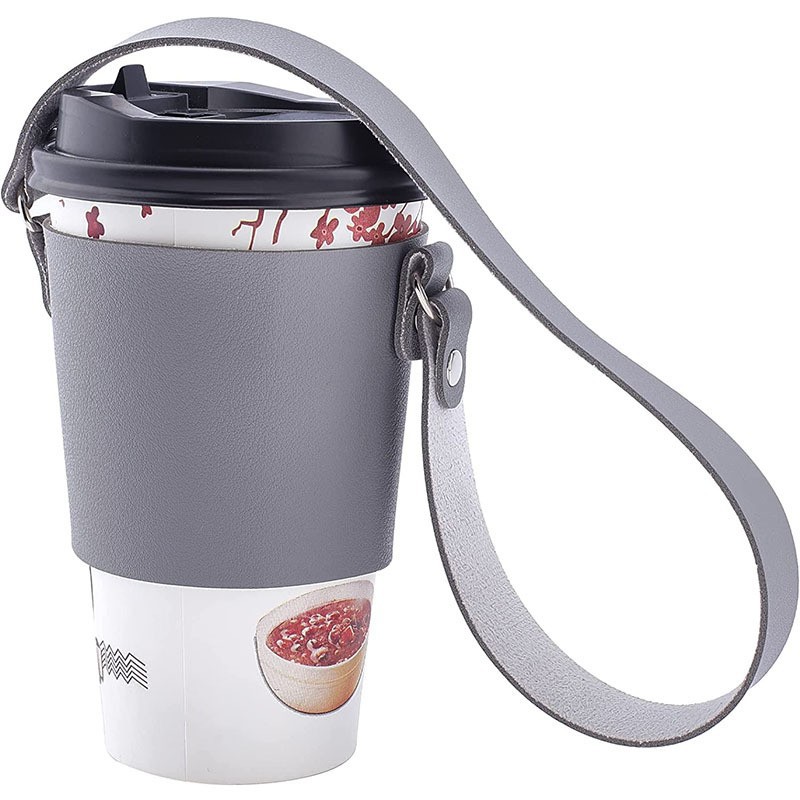 定制LOGO韩版INS风手提PU皮革奶茶咖啡饮料杯杯套收纳pu皮杯子