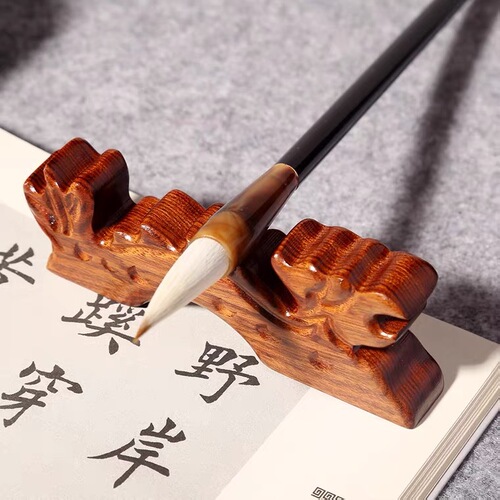 Mahogany Pen Rest Pen Mountain Pen Holder Black Catalpa Wood Study Four Treasures Dragon-shaped Pen Holder Bamboo Retro Wuzhishan Pen Rest
