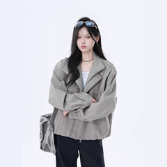 【坐吃山空】美式复古潮牌工装夹克女秋季宽松设计感小众廊形外套