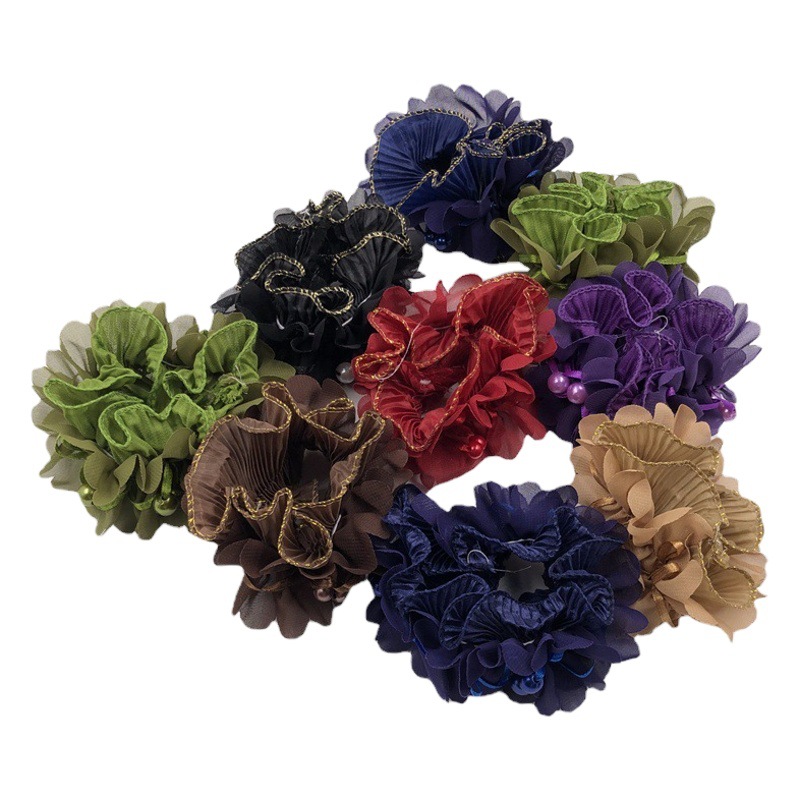 New mother headdress rubber band middle-aged lady hair hair flower chiffon pearl hair plate hair set 2 yuan