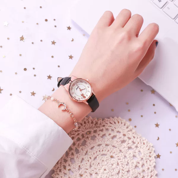 Quartz watch women's seven-point cat six-point cat love luminous needle student watch