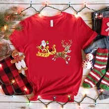 Funny Christmas t-shirt girl Colorful harajuku  Retro aesthe