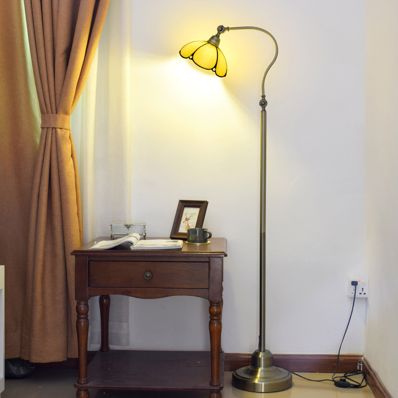 European Tiffany Stained Glass Floor Lamp Mediterranean Style Simple European Warm Color Living Room Bedroom Feeding Bedside Lamp