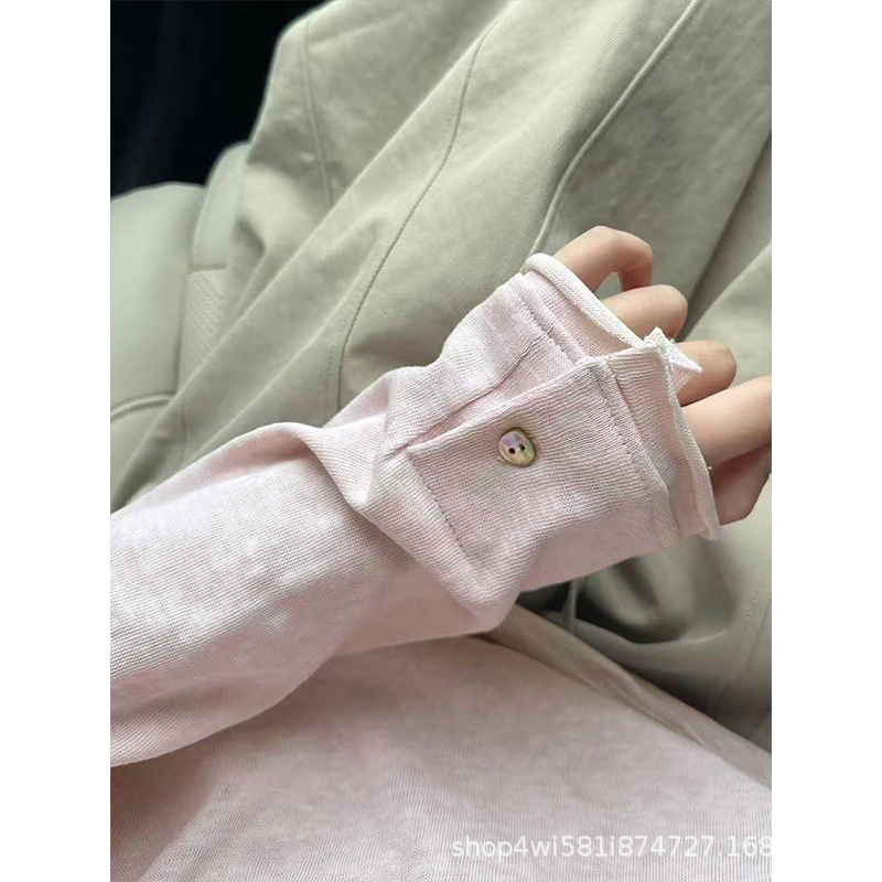 Relaxed Fit Loose Round Neck Long Sleeve T-Shirt for Women, Base Layer Top, Early Autumn Open-Cuff Knit Sweater