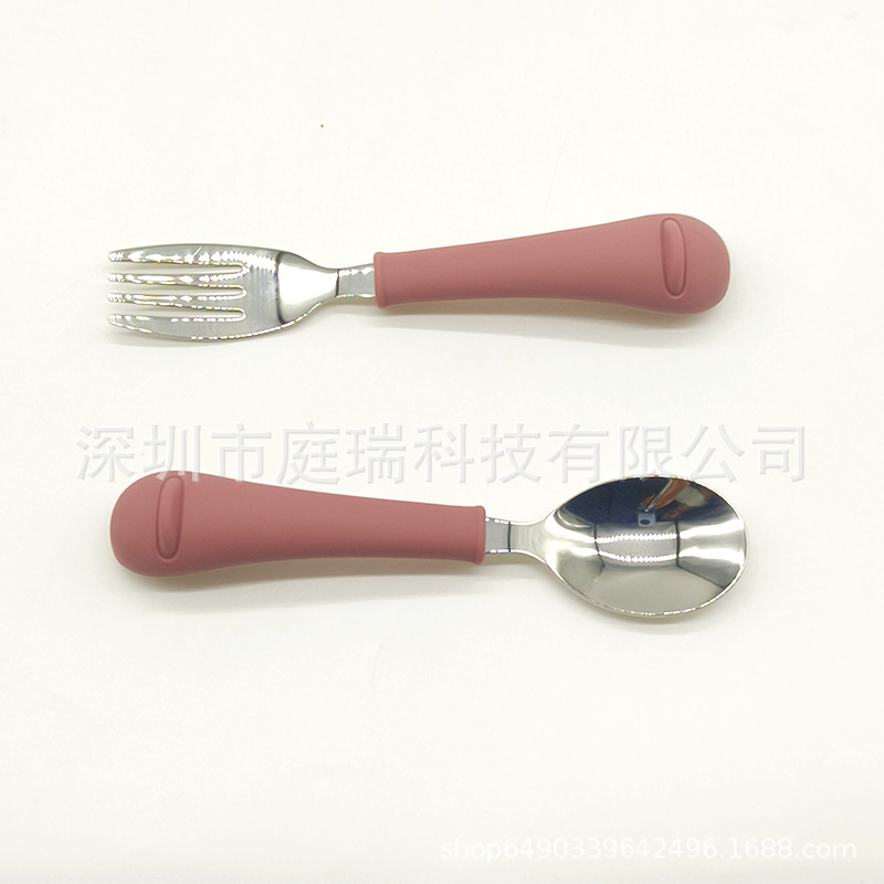 Cuenco de silicona pato suplemento alimenticio Tazón traje 316 tenedor cuchara lindo pollo lechón tazón de bebé resistente a la caída Tazón de cuchara traje