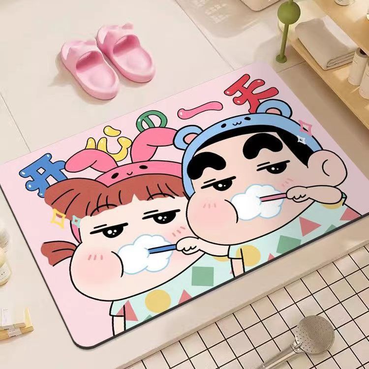 Cartoon Crayon Shin-Chan Diatom Mud Bathroom Floor Mat Absorbent Non-Slip Bathroom Foot Mat Toilet Door Quick-Drying Mat