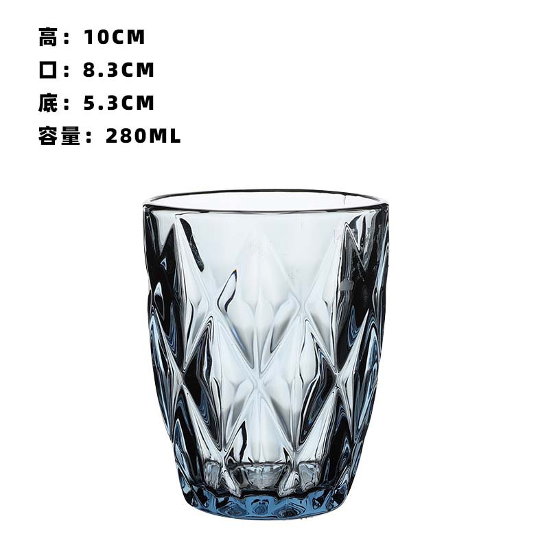 Taza de vidrio casera diamante de color engrosado taza de jugo de hoteles enjuague bucal de pareja cepillo de dientes taza