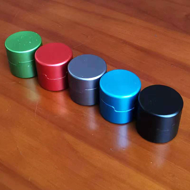 Cinturón redondo de aluminio tapa de chocolate magnética caja de polvo de chocolate de metal billar caja de chocolate universal todo tipo de cabeza de cuero de billar