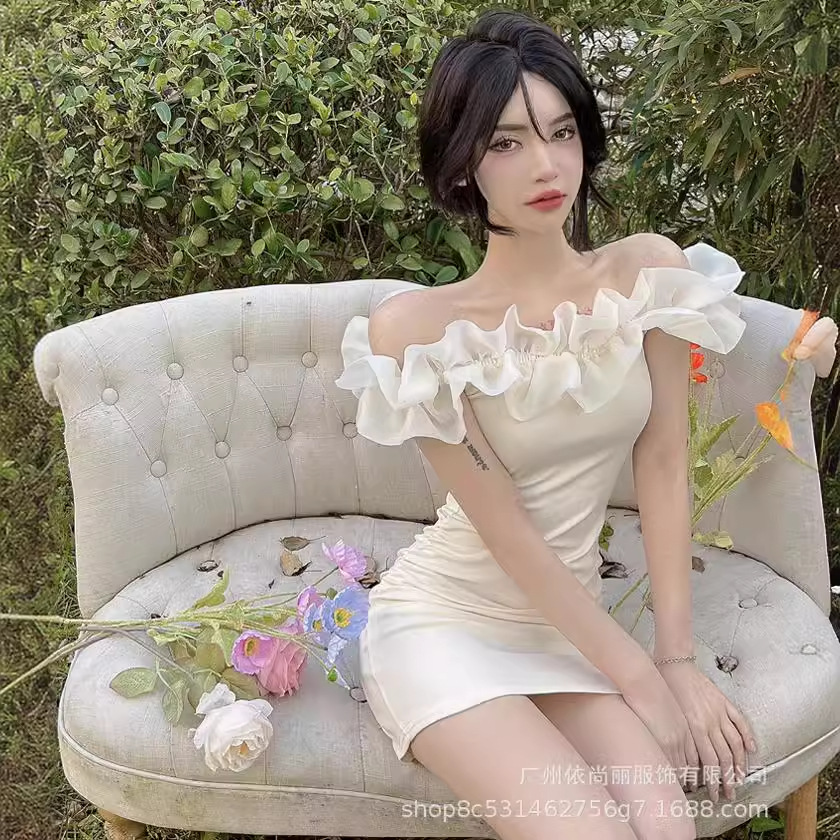 party Birthday Dress Daily Pure Spice Girl Sexy Off-shoulder Dress Platycodon Grandiflorum Dress First Love Little Man