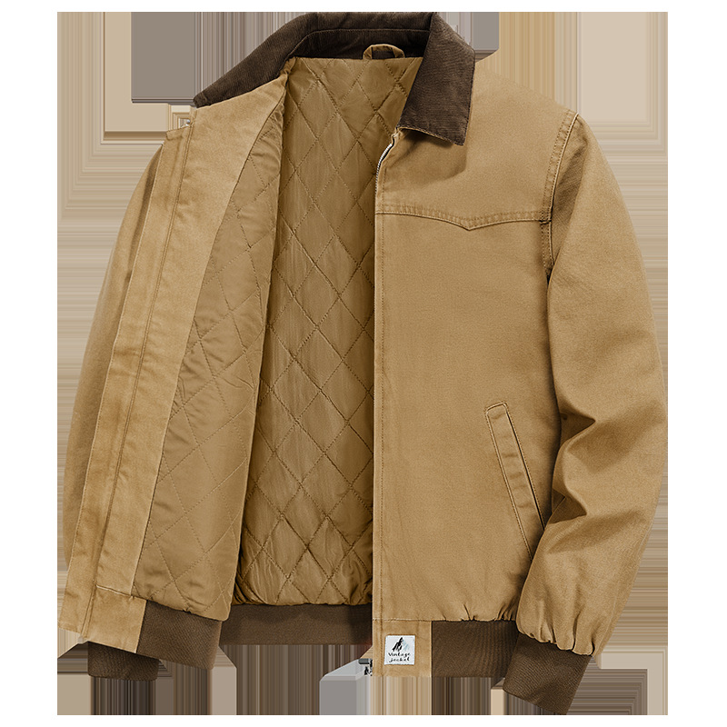 23 Fall/Winter New American Retro Corduroy Turn-down Collar Amei Khaki Canvas Unisex Jacket 1929