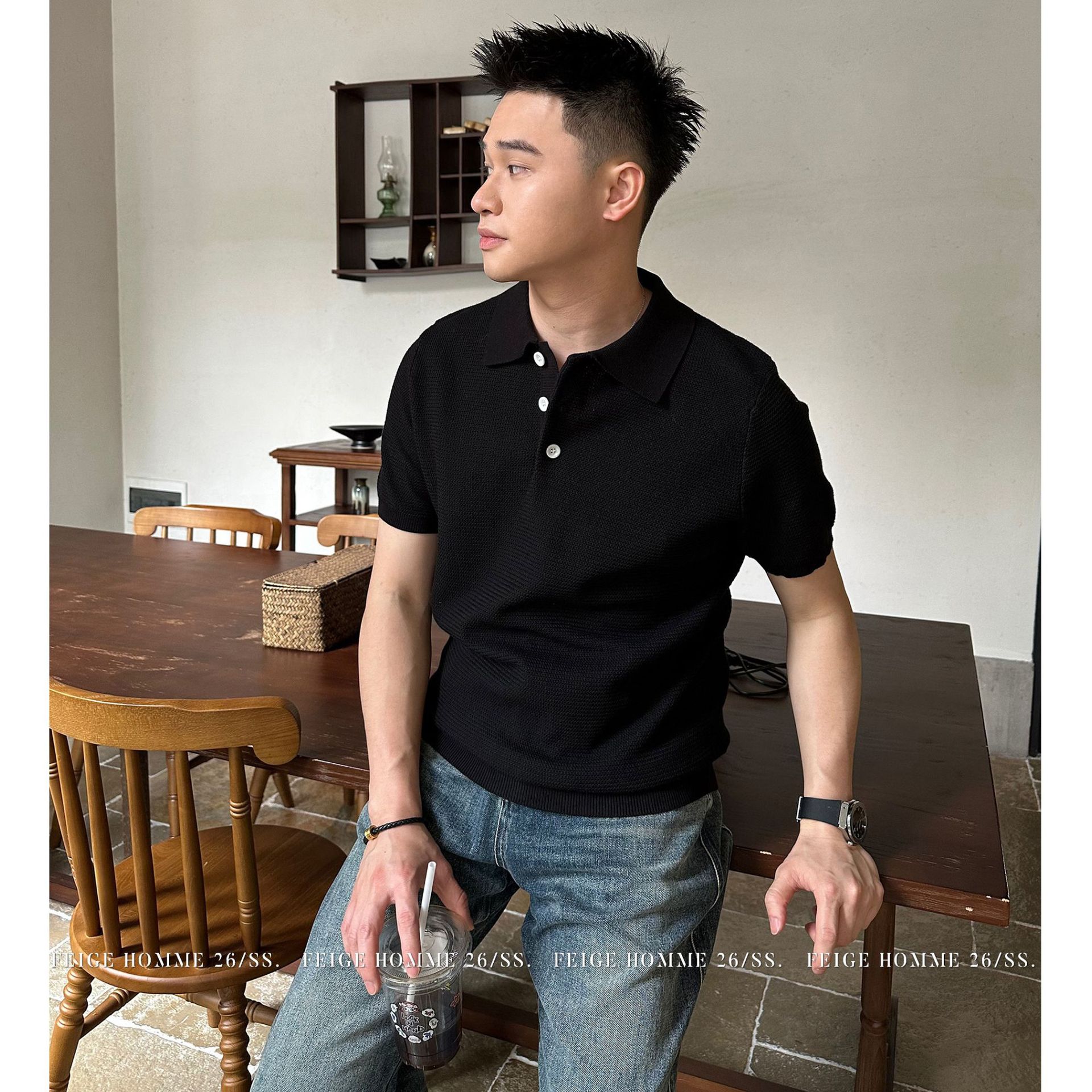 Polo camiseta de punto camiseta de manga corta hombre paul viejo dinero estilo de negocios camiseta de hielo de verano fábrica transfronteriza al por mayor