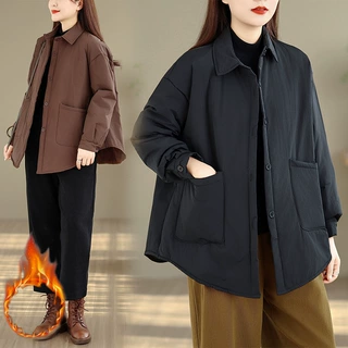 实拍 复古棉衣棉服女2025年新款秋冬季大码休闲保暖外套