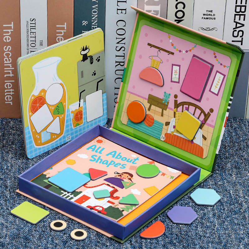 Niños de madera vertical magnetismo en T crucigrama digital animal de iluminación marina rompecabezas geométrico educación temprana juguetes educativos