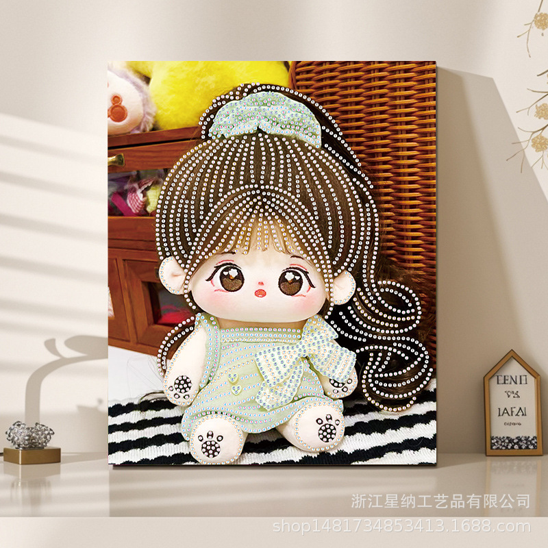 Pegatinas de diamantes calientes diy muñecas de algodón hechas a mano pintura de diamantes pintura de diamantes ventas directas de fábrica pegatinas de pintura de mampostería con marco