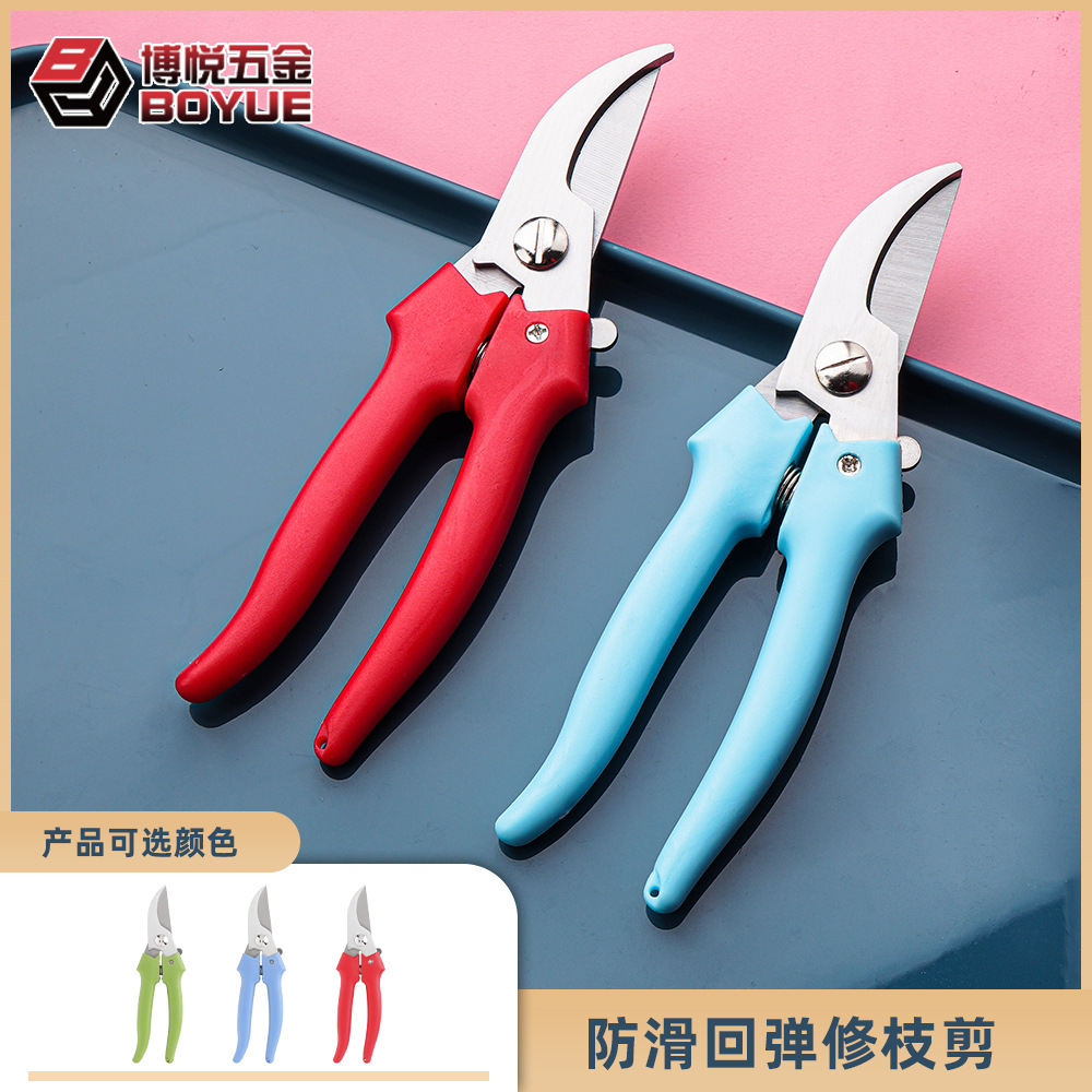 粗枝修枝花艺摘果嫁接剪刀防锈省力回弹锋利防锈果树花木园林剪刀