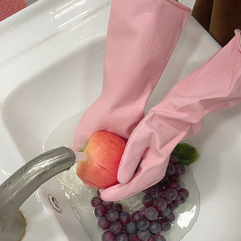 5YA1 dishwashing gloves women's laundry rubber leather cover kitchen household latex waterproof durable household cleaning