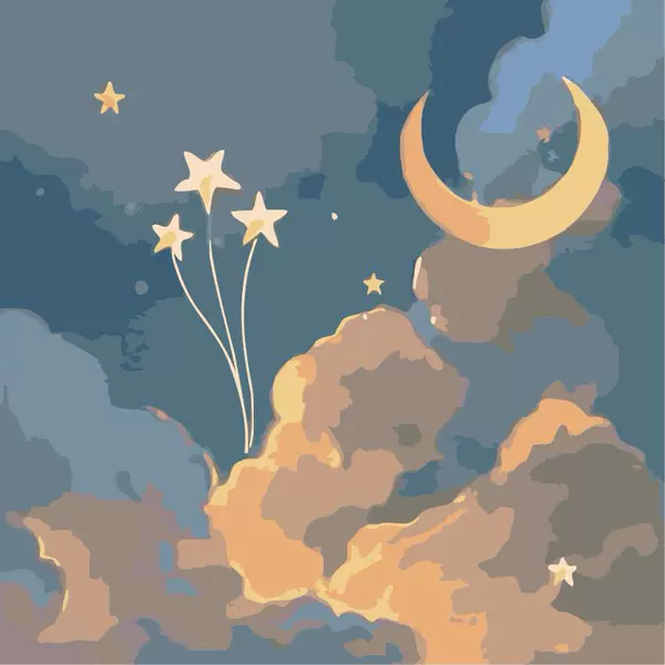 XH-151-Bright stars and moon