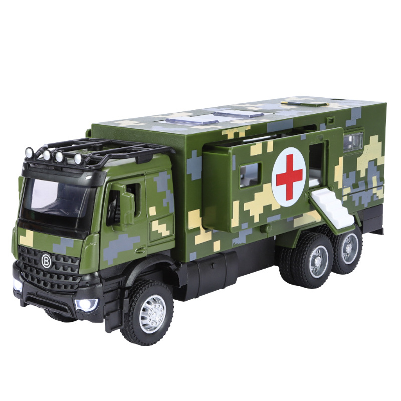 1 / 35 coche de aleación médica militar sonido y luz de retorno modelo de juguete militar infantil recomienda el puesto de mercado nocturno