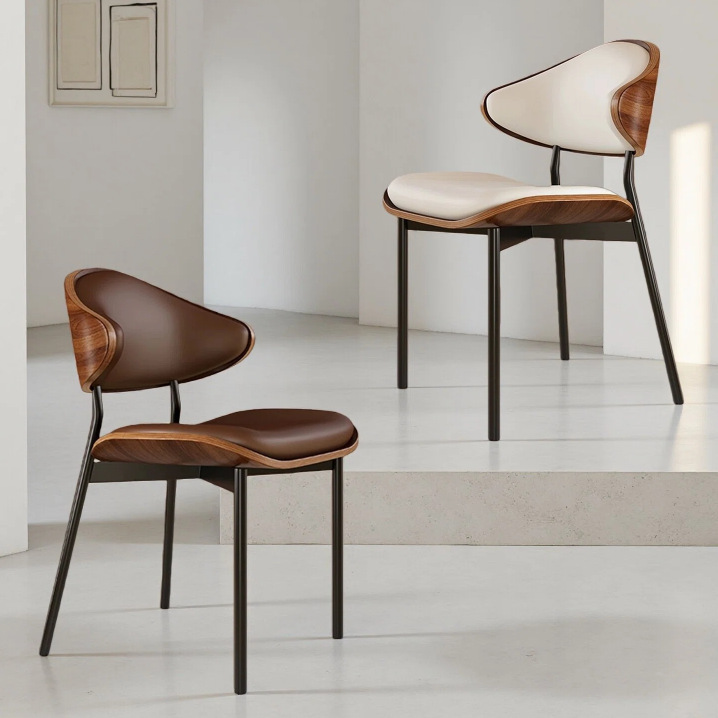 Same-Day Delivery Italian Dining Chair Curved Wooden Chair Backrest Chair Second-Hand Coffee Milk Tea Shop Negotiation Chair Employee Office Chair